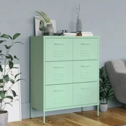 vidaXL Byråer>Byrå mintgrön 80x35x101,5 cm stål