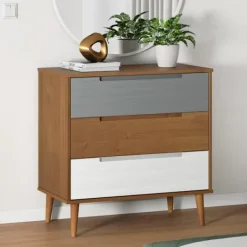 vidaXL Byråer>Byrå MOLDE brun 80x40x80 cm massiv furu