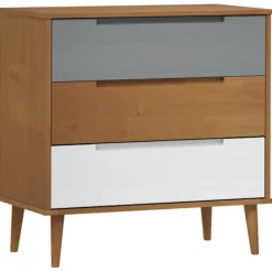 vidaXL Byråer>Byrå MOLDE brun 80x40x80 cm massiv furu