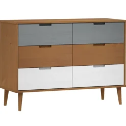 vidaXL Byråer>Byrå MOLDE brun 113x40x80 cm massiv furu