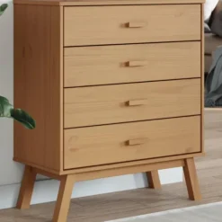 vidaXL Byråer>Byrå OLDEN brun massiv furu