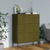 vidaXL Byråer>Byrå olivgrön 80x35x101,5 cm stål