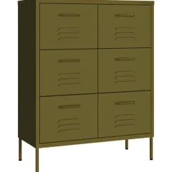 vidaXL Byråer>Byrå olivgrön 80x35x101,5 cm stål