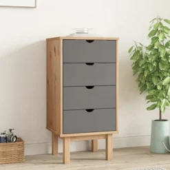 vidaXL Byråer>Byrå OTTA brun&grå 45x39x90cm massiv furu