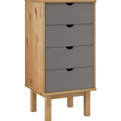 vidaXL Byråer>Byrå OTTA brun&grå 45x39x90cm massiv furu