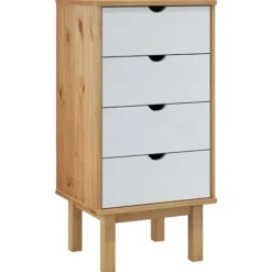 vidaXL Byråer>Byrå OTTA brun&vit 45x39x90cm massiv furu