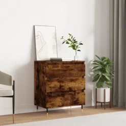 vidaXL Byråer>Byrå rökfärgad ek 60x35x70 cm konstruerat trä