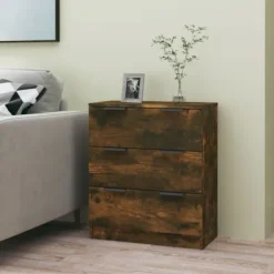 vidaXL Byråer>Byrå rökfärgad ek 60x30x70 cm konstruerat trä