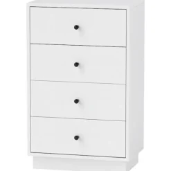 Northio Byråer>Byrå, skänk med 4 lådor, skåp av trämaterial, förvaringsskåp i modern stil, lådskåp, byrå, skåp för vardagsrum, sovrum, hall, 47 x 29 x 75 cm, vit