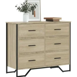 vidaXL Byråer>Byrå sonoma-ek 91x35,5x74,5 cm konstruerat trä