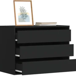 vidaXL Byråer>Byrå svart 80x41x58 cm konstruerat trä