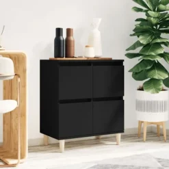 vidaXL Skåp>Byrå svart 60x35x70 cm konstruerat trä