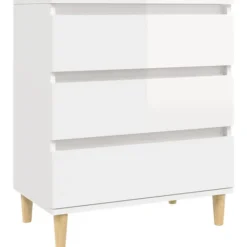 vidaXL Byråer>Byrå vit högglans 60x35x70 cm konstruerat trä