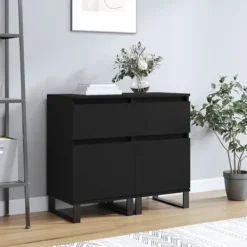 vidaXL Byråer>Byråer 2 st svart 40x35x70 cm konstruerat trä