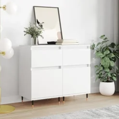 vidaXL Byråer>Byråer 2 st vit 40x35x70 cm konstruerat trä