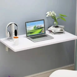 Kontorsmöbler>[CA] Väggmonterat Fällbart Bord Lövverksbord, Trä Fällbart Bord, Vägg (Vit)
