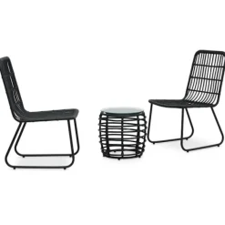 vidaXL Balkongmöbler>Caféset 3 delar konstrotting svart