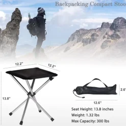 Pallar>Campingpall, Liten Fällstol, 35 cm Lättvikts Fällpall Kompakt Ryggsäckspall med Bärväska