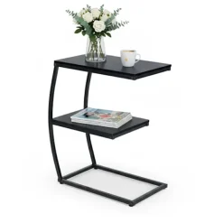 Northix Småbord>C-format sidobord, 2 nivåer, metallram