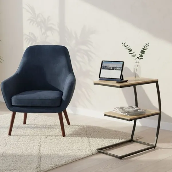 Northix Småbord>C-format sidobord, 2 nivåer, metallram