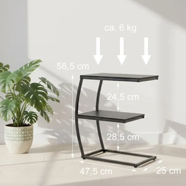 Northix Småbord>C-format sidobord, 2 nivåer, metallram