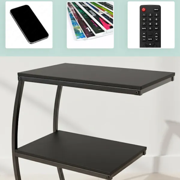 Northix Småbord>C-format sidobord, 2 nivåer, metallram