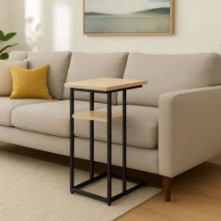 Northix Småbord>C-format sidobord med 2 hyllor för soffa och säng