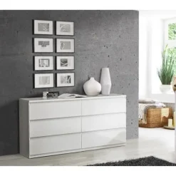 Byråer>CHELSEA 6 lådor byrå - färg - L 154 x D 42,2 x H 79,9 cm