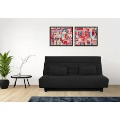 DUNLOPILLO Soffor>Clic clac 2-sits bänk REVEUR - tyg - madrass - Säng 188x128 cm