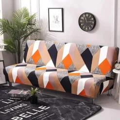 Soffor>Clic Clac Soffa Överdrag Soffa Överdrag Stretch Elastisk Soffa Överdrag Tryck (Orange Och Svart