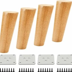 Soffbord>15CM Trä Färg Snedställd Konisk Pålitlig Trä Möbler Skåp Ben Soffa Fötter med Skruvar och Filtkudde