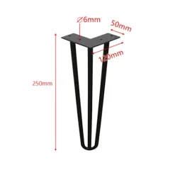 Matbord>（25cm）4x Bordben hårnålsben Hårnålsben Stålbordben DIY Bordglider Inter