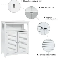 COSTWAY Skåp>Badrumsförvaringsskåp i trä med skåp 2 klaffdörrar Justerbar hylla för badrum Vardagsrum Vit