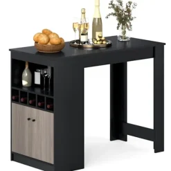 COSTWAY Köksö>Barhörn – Köksö med öppna fack, justerbar hylla för matsal 120 x 60 x 91,5 cm