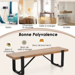 COSTWAY Sideboards>Bänk i industriell stil - 152,5x43x44 CM - Metallstruktur, Max belastning: 300 KG för korridor, entré och kök