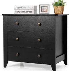 COSTWAY Byråer>byrå med 3 lådor, förvaringsskåp med 4 ben, för brev, filer och dokument, 71 x 46 x 66 cm,