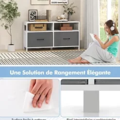 COSTWAY Byråer>byrå med 2 tyglådor - 2 öppna hyllor - Förvaringsenhet för sovrum, vardagsrum, korridorer, entréer, 100 x 30 x 53 cm