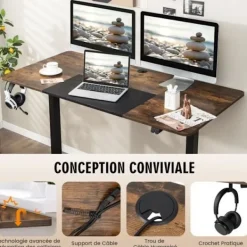 COSTWAY Kontorsmöbler>Elektriskt sitt-stående skrivbord, 140 x 70 x 72-116 cm, höj- och sänkbart bord, Enkelmotor,