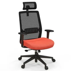 COSTWAY Kontorsmöbler>Ergonomisk kontorsstol, justerbar sitthöjd 36-46 cm, med svankstöd, 3D nackstöd, maxbelastning. 180 kg