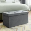 COSTWAY Kistor & Koffertar>Förvaringsbänk 115L - Förvaringslåda 80 x 38 x 38 CM, Belastningskapacitet 160 KG, i Oxfordtyg för Sovrum, Entré Mörkgrå