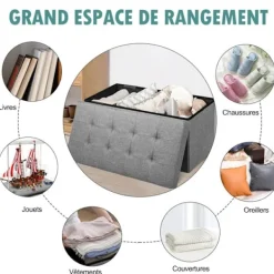 COSTWAY Kistor & Koffertar>Förvaringsbänk 115L - Förvaringslåda 80 x 38 x 38 CM, Belastningskapacitet 160 KG, i Oxfordtyg för Sovrum, Entré Mörkgrå