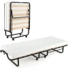 COSTWAY Sängar>hopfällbar säng 80x199 CM med 10 cm tjock skummadrass, hopfällbar säng för 1 person med 15 träribbor