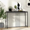 COSTWAY Småbord>konsolbord, hall med marmoreffekt - 120 x 30 x 90 CM (L x B x H) Stålstomme - Modern Enkel Stil Svart