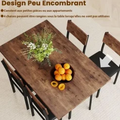 COSTWAY Matgrupper>Matbord 5 Delar för 4 Personer Industriell - Stolar Klädda i Konstläder