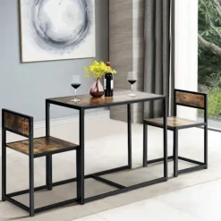 COSTWAY Matgrupper>Matbordsset 1 bord och 2 stolar Inbyggd modern industriell stil för matsal, bistro