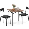COSTWAY Matgrupper>Matgrupp 3 Delar - Fyrkantigt Bord och 2 Stolar med Uppmjukade Säten för Matplats, Lägenhet