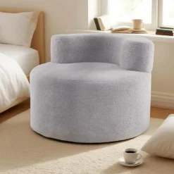 COSTWAY Fåtöljer>Månskärmsfåtölj, Fleecefoder, Ingen Montering Krävs Grå