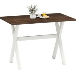 COSTWAY Matbord>Modernt Matbord i Trä 110x71x76 cm - X-formad Ram för Små Utrymmen - Kapacitet 100 kg
