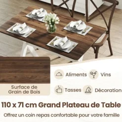 COSTWAY Matbord>Modernt Matbord i Trä 110x71x76 cm - X-formad Ram för Små Utrymmen - Kapacitet 100 kg