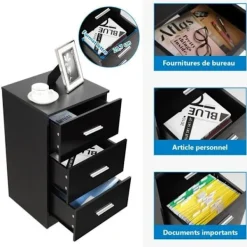 COSTWAY Byråer>Office Piedestal Förvaringsskåp med 3 lådor för brev, filer och dokument